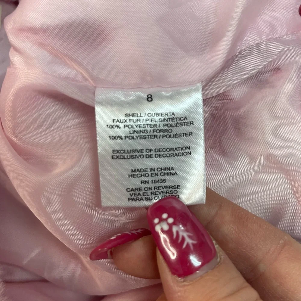 Young Hearts Heart Faux Fur Jacket Pink